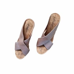 Lucky Brand Miller Cork Wedge Platform Heels Sz Md